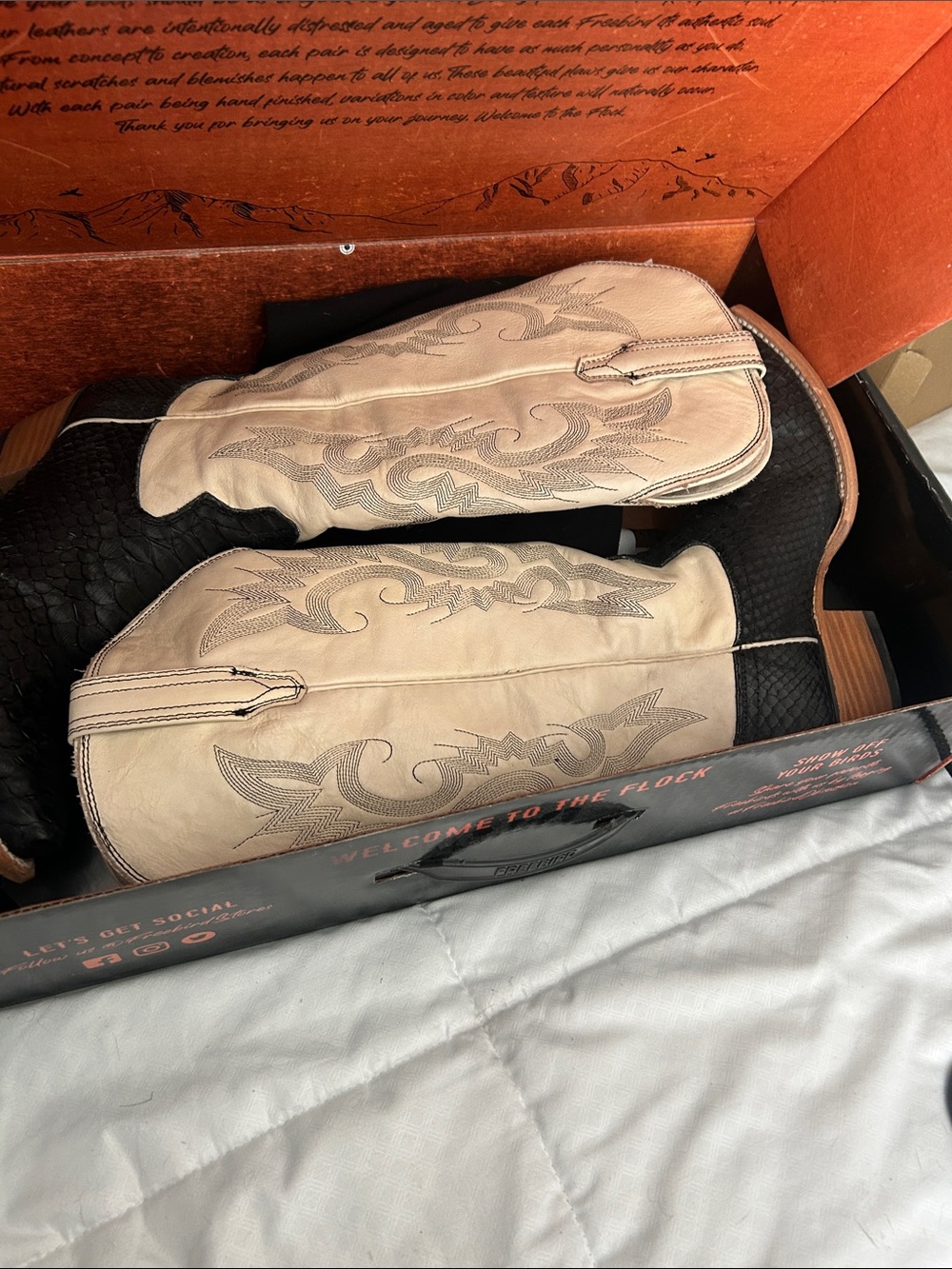 Freebird by Steven Black and Cream Western Heeled Boots